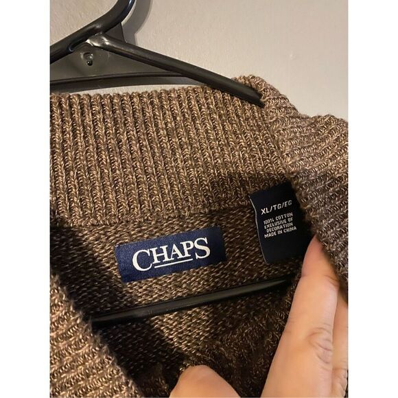 Chaps Men's Classic-Fit Striped Mockneck Twist Sweater Walnut Size XL - Picture 7 of 7
